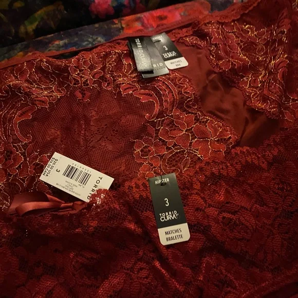 Torrid 2 pair! Size 3 NWT Red lace panties lingerie open back lace detail 2 pair - Picture 3 of 11